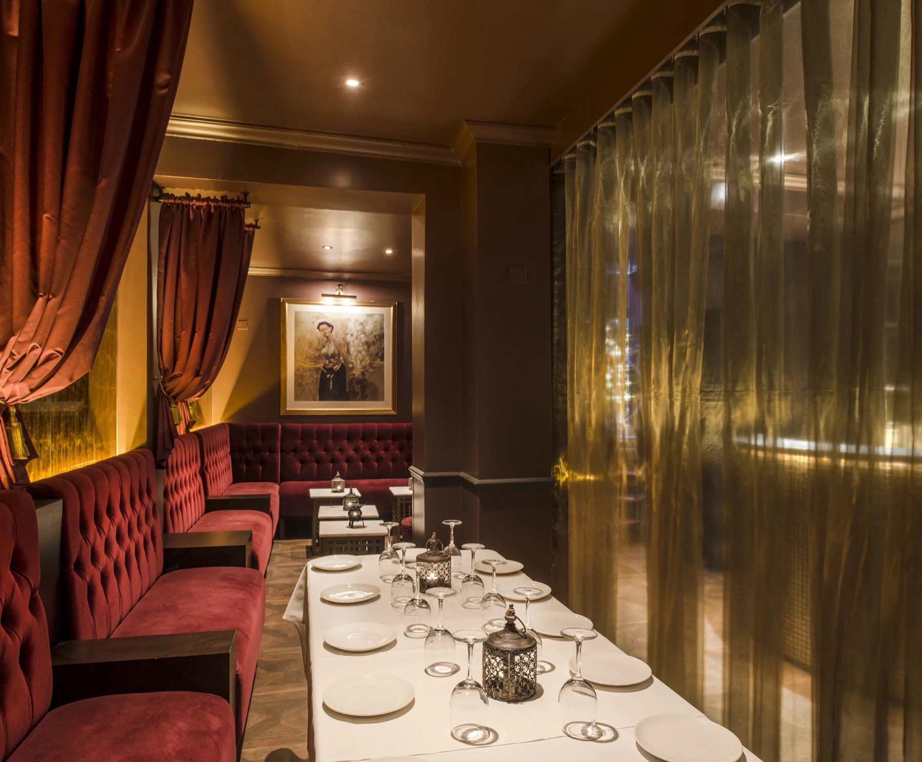 A long table laid for dinner