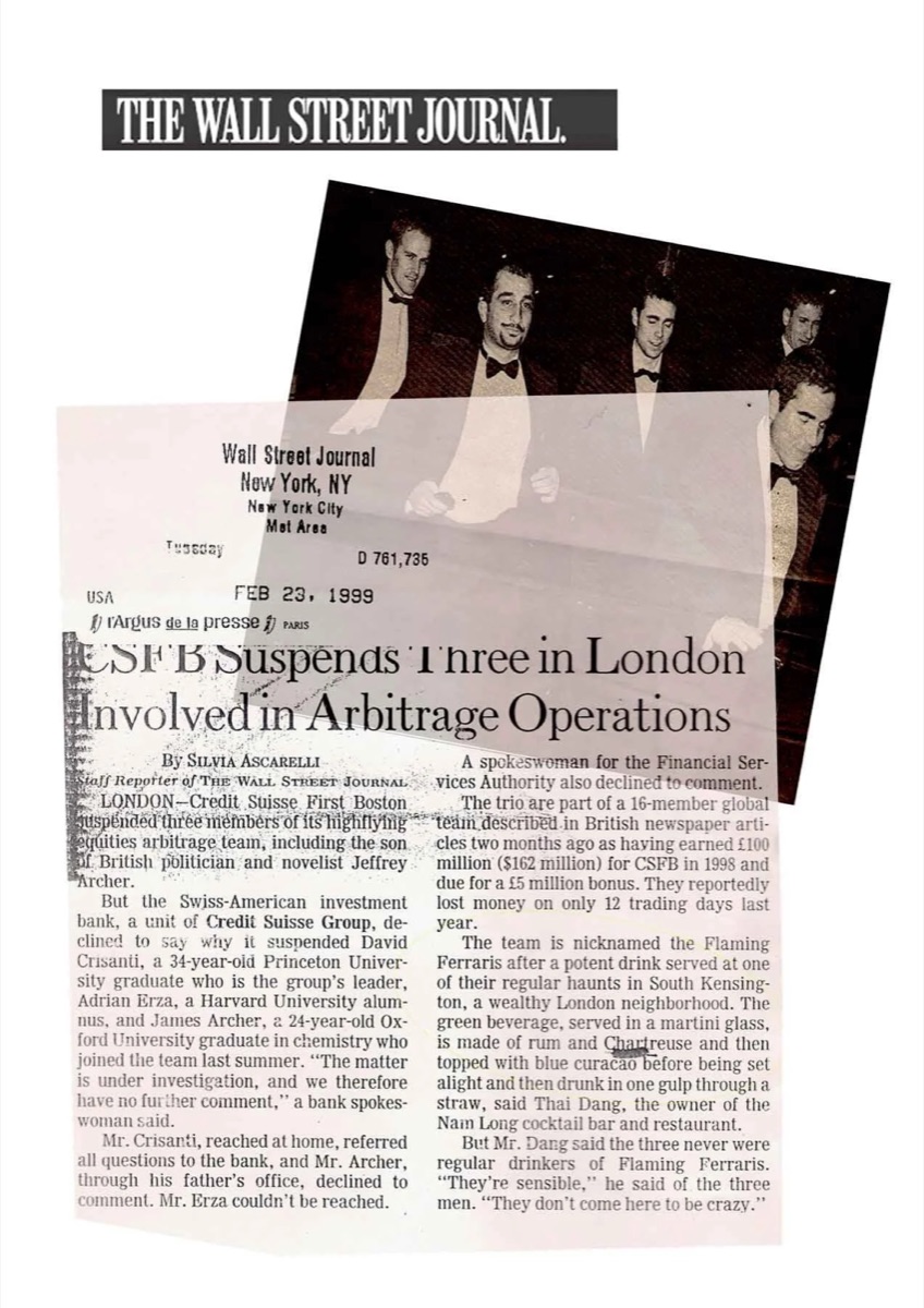 The Wall Street Journal cutting about the Flaming Ferraris